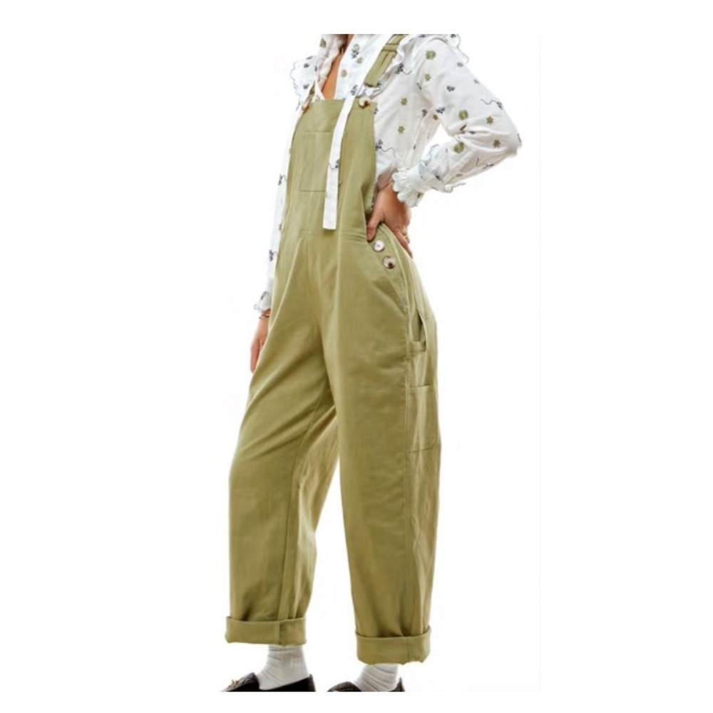 Olive Green Overalls Jumpsuit Adjustable Straps Pockets Casual‎ Cute Comfy